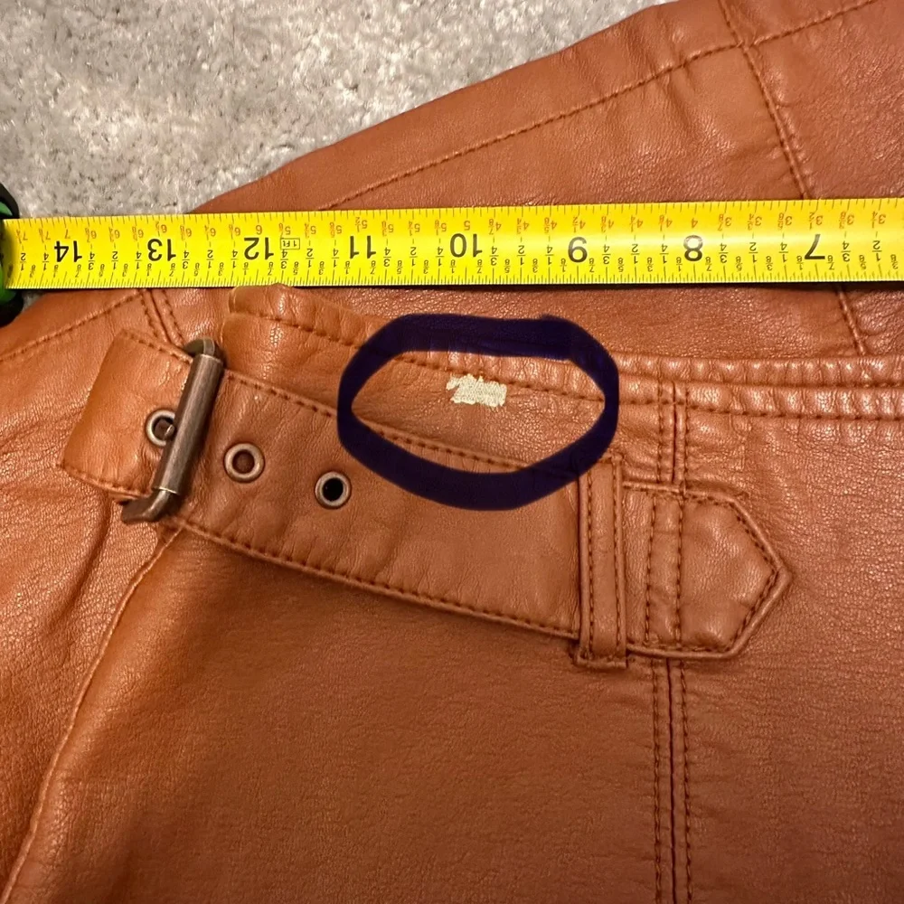 Free People Charli Vegan Leather Mini Skirt Honey Brown Women's size 12 GUC